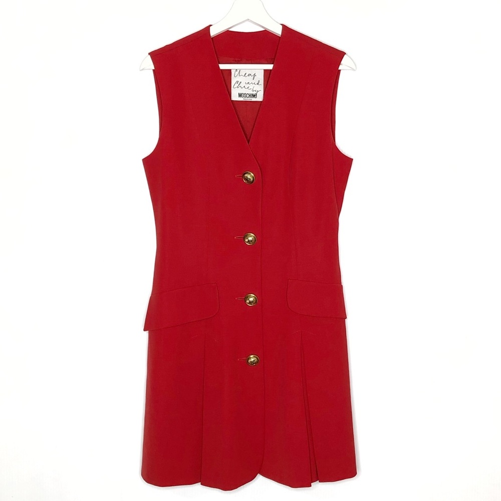 90s Moschino Cheap & Chic Red Button Front Dress